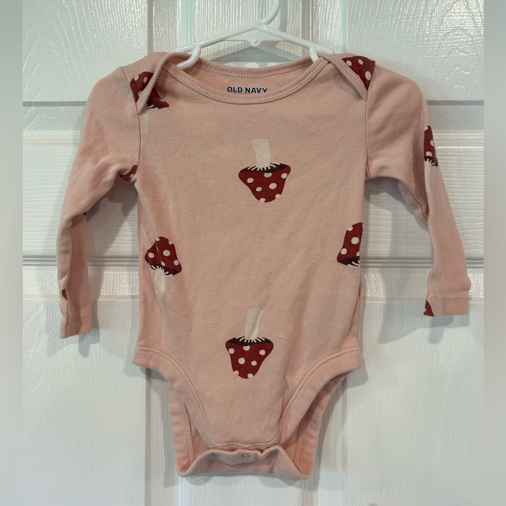Old Navy Pink Onesie with Mushrooms